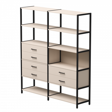 Набор стеллажных систем №8 Everprof EVO 2440x385x1840 Кашемир/Черный