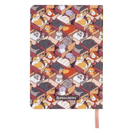 Блокнот МАЛЫЙ ФОРМАТ (100х150 мм) А6, BRAUBERG VISTA "Catopolis", под кожу, гибкий, 80 л., 112100