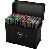 Маркеры для скетчинга двусторонние, НАБОР 80 шт., текстильный чехол, BRAUBERG, 152233