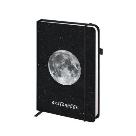 Скетчбук, слоновая кость 140 г/м2, 130х210 мм, 80 л., софт-тач, резинка, BRAUBERG ART CLASSIC, "Вселенная", 116467