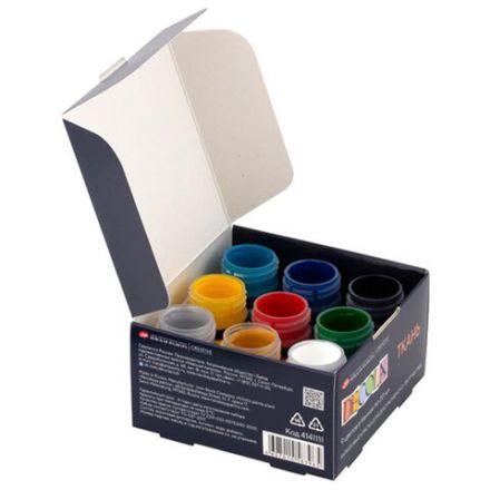 Краски по ткани акриловые "Декола", 9 цветов по 20 мл, в банках, Невская Палитра, 4141111