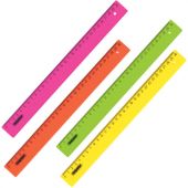 Линейка пластиковая 30 см, ПИФАГОР, неоновая, ассорти, 210608