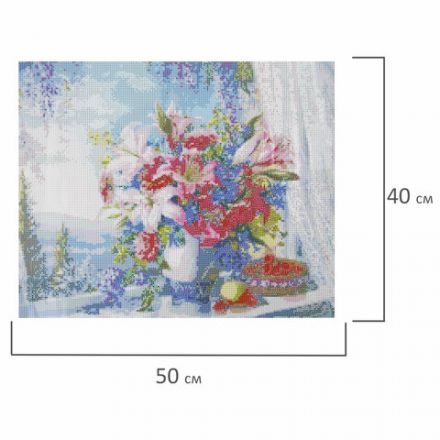 Картина стразами (алмазная мозаика), 40х50 см, ОСТРОВ СОКРОВИЩ "Букет с гладиолусами", без подрамника, 663866