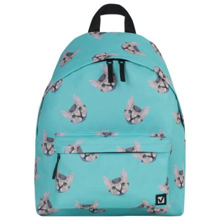 Рюкзак BRAUBERG СИТИ-ФОРМАТ универсальный, "Cats", голубой, 41х32х14 см, 229881 Рюкзак BRAUBERG СИТИ-ФОРМАТ универсальный, "Cats", голубой, 41х32х14 см, 229881