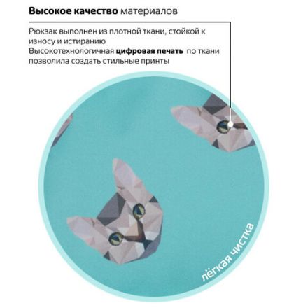 Рюкзак BRAUBERG СИТИ-ФОРМАТ универсальный, "Cats", голубой, 41х32х14 см, 229881 Рюкзак BRAUBERG СИТИ-ФОРМАТ универсальный, "Cats", голубой, 41х32х14 см, 229881