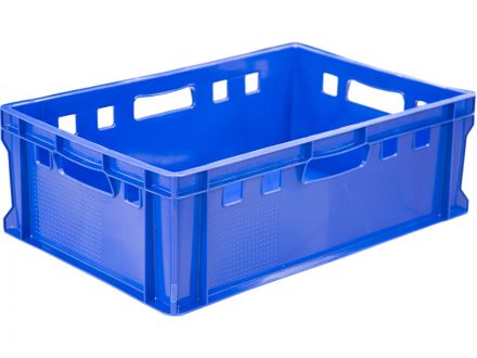 Ящик мясной 600х400х200 сплошной Е2  синий