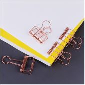 Зажимы для бумаг 32мм, MESHU "Rose Gold", 4шт., пакет с европодвесом