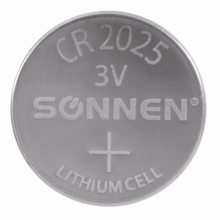 Батарейка литиевая SONNEN Lithium CR2025 "таблетка, дисковая, кнопочная" 1 шт., блистер, 451973 Батарейка литиевая SONNEN Lithium CR2025 "таблетка, дисковая, кнопочная" 1 шт., блистер, 451973