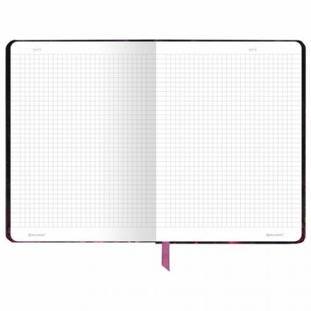 Блокнот с резинкой в клетку 96 л., А5 145х203 мм, твердая обложка с фольгой, BRAUBERG, "Цветы", 116327