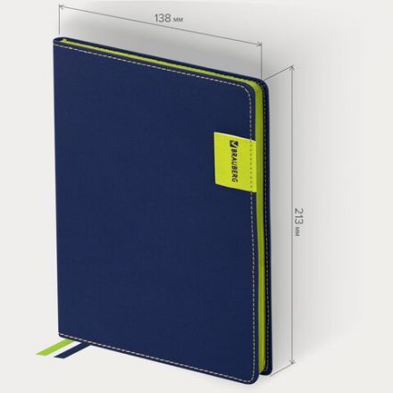 Ежедневник недатированный А5 (138х213 мм), BRAUBERG "AIM", под кожу, 136 л., темно-синий, 113423