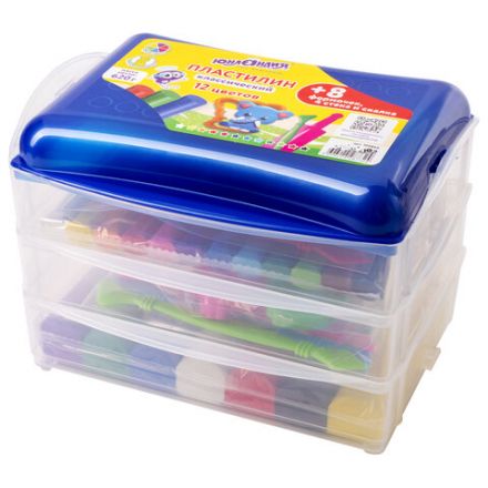 Пластилин в боксе ЮНЛАНДИЯ "ЮНЛАНДИК В ЗООПАРКЕ", 12 цветов, 620 г, скалка, 4 стека, 8 формочек, 105866 Пластилин в боксе ЮНЛАНДИЯ "ЮНЛАНДИК В ЗООПАРКЕ", 12 цветов, 620 г, скалка, 4 стека, 8 формочек, 105866