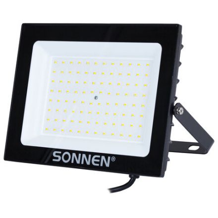 Прожектор светодиодный 100 Вт, 6500 К, 8000 Лм, 100 м2, IP65, 250x178x27 мм, черный, SONNEN, 238415