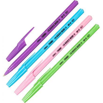 Ручка шариковая неавтомат. Deli Think шар0,7мм,лин0,5мм син,масл,асс Ручка шариковая неавтомат. Deli Think шар0,7мм,лин0,5мм син,масл,асс