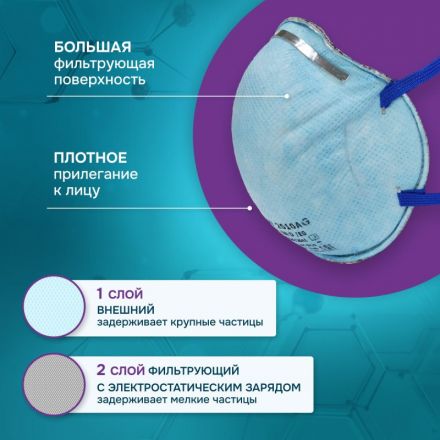 Полумаска фильтрующая PHSV 2010AG без кл FFP1 до 4ПДК