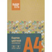 Картон цветной Выбор Есть 20л 10цв немелован папка