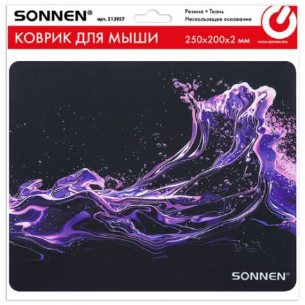 Коврик для мыши SONNEN "NEON SPLASH" резина + ткань, 250х200х2 мм, 513957 Коврик для мыши SONNEN "NEON SPLASH" резина + ткань, 250х200х2 мм, 513957