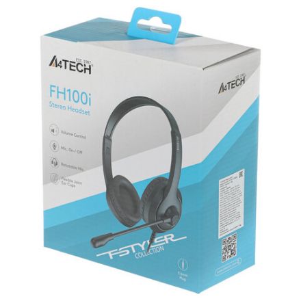 Наушники с микрофоном (гарнитура) A4TECH Fstyler FH100i, проводные, 1,8 м, USB, черные, 1774499
