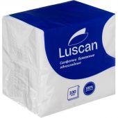 Салфетки бумажные Luscan 1-слойные 24х24 белые 100 штук в упаковке