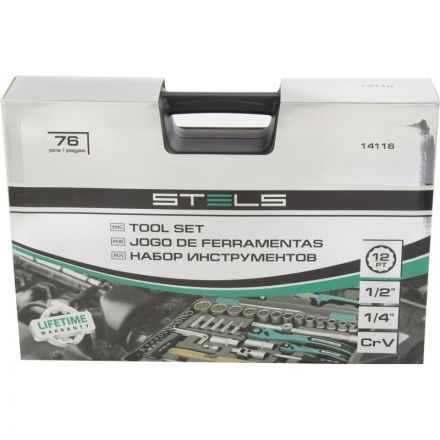 Набор инструмента Stels 76 предметов. 12 гранные головки (14116)
