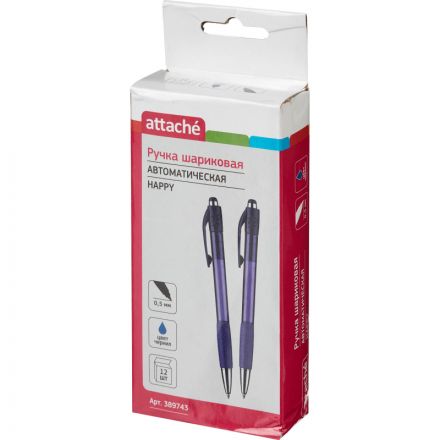 Ручка шариковая автоматическая Attache Happy синяя (фиолетовый корпус, толщина линии 0.5 мм)