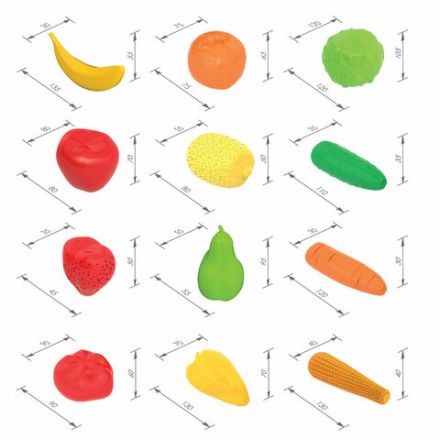 Набор игрушечный "Фрукты и Овощи", пластиковый, 13 предметов, НОРДПЛАСТ, 437