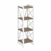 Loft Стеллаж на регулируемых опорах-4 полки VR.L-MST.O-4.4 Тиквуд тёмный/Белый металл 400*400*1280