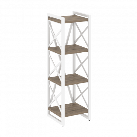 Loft Стеллаж на регулируемых опорах-4 полки VR.L-MST.O-4.4 Тиквуд тёмный/Белый металл 400*400*1280