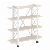 Loft Стеллаж на колесных опорах-4 полки VR.L-MST.K-4.8V Денвер светлый/Белый металл 1200*400*1334