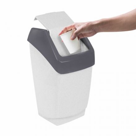 Ведро мусорное с КРЫШКОЙ (качающейся) 25 литров,"ХАПС", 55х30х28 см, серое, IDEA, М 2472