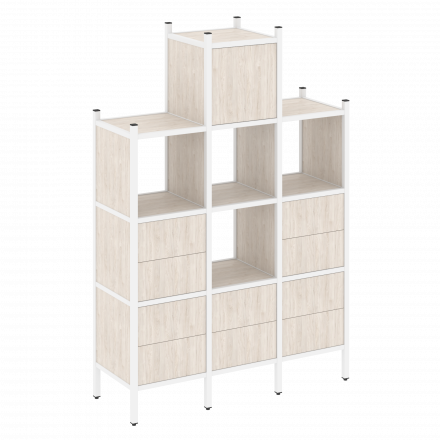 Loft Прямой стеллаж наборный VR.L-18 Денвер светлый/Белый металл 1278*446*1869