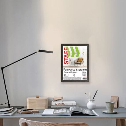 Рамка 21х30 см со стеклом, багет 18 мм МДФ, STAFF "Grand", цвет венге, 391330 Рамка 21х30 см со стеклом, багет 18 мм МДФ, STAFF "Grand", цвет венге, 391330