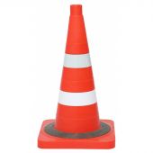Конус сигнальный 1бел и 1 с/о полоса квадрат основан 510 мм,утяжел КС-2.6.0