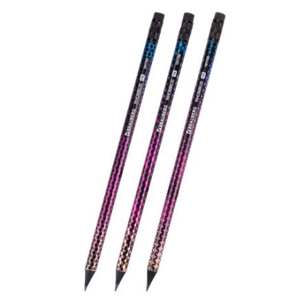 Карандаш чернографитный BRAUBERG "RHOMBUS", 1 шт., HB, с ластиком, корпус ассорти, 181755 Карандаш чернографитный BRAUBERG "RHOMBUS", 1 шт., HB, с ластиком, корпус ассорти, 181755