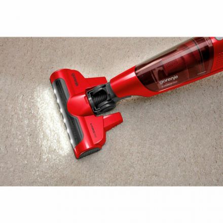 Пылесос вертикальный беспроводной GORENJE SVC252GFR 2 в 1, мощность 161 Вт, контейнер 0,5 л, красный