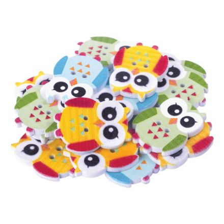 Пуговицы декоративные "Совята", дерево, 20х25 мм, 18 шт., ассорти, ОСТРОВ СОКРОВИЩ, 661420 Пуговицы декоративные "Совята", дерево, 20х25 мм, 18 шт., ассорти, ОСТРОВ СОКРОВИЩ, 661420