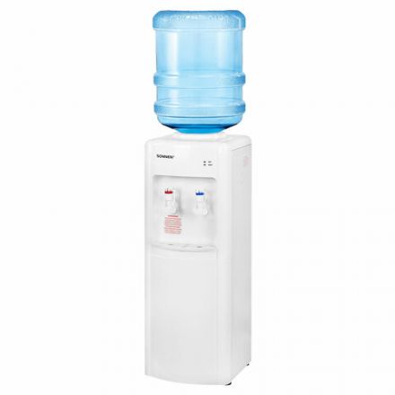 Кулер для воды SONNEN FSE-02W, напольный, НАГРЕВ/ОХЛАЖДЕНИЕ ЭЛЕКТРОННОЕ, 2 крана, белый, 456172