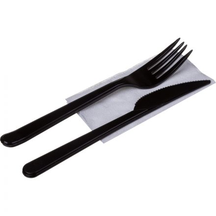 Набор столовых приборов 3в1 (в.,нож,салф.) черные,180мм 250шт/кор