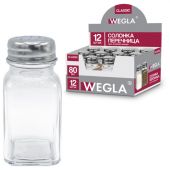 Солонка-перечница 80 мл, CLASSIC, баночка для специй, стекло/сталь, дисплей, WEGLA (ВЕГЛА), 700225
