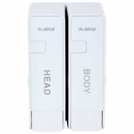 Дозатор двойной 2х0,38 л для жидкого мыла/шампуня/геля LAIMA ULTRA, НАЛИВНОЙ, белый, 609107, MD-9029W-2