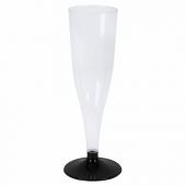 Бокал одноразовый 150 мл для шампанского "Флюте" пластиковый, черная низкая ножка, ВЗЛП, 1009П/Ч