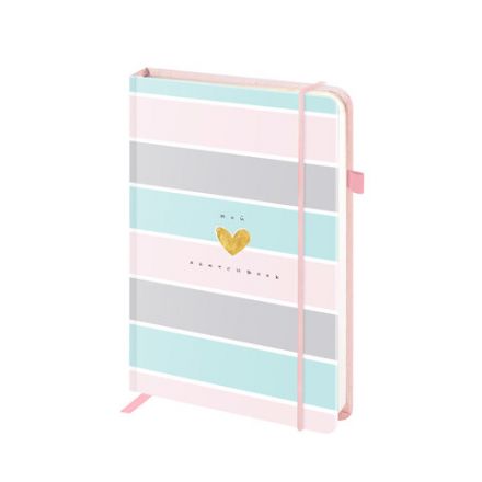 Скетчбук, слоновая кость 140 г/м2, 130х210 мм, 80 л., софт-тач, резинка, BRAUBERG ART CLASSIC, "Polo style", 116468