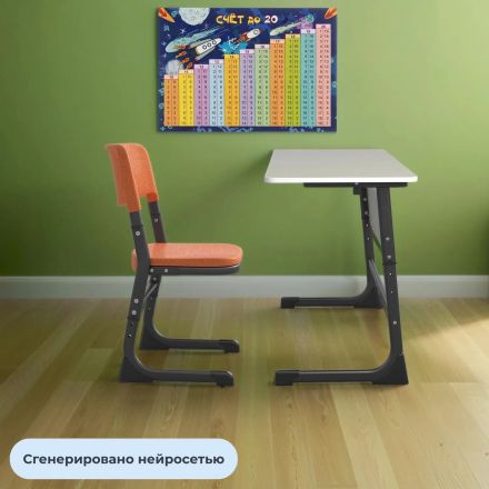 Стул ученический MET_Комус Мебель Школа 2.0,5-7 р.г.Aero оранж2003/антрацит