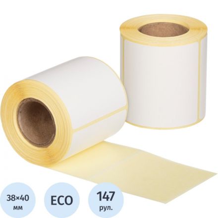 Термоэтикетки ЭКО 38х40, 250шт/рул, вт.25, 147рул/уп  