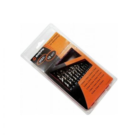 Набор сверл по металлу,1-10мм,HSS, 19шт.,цилиндрич. хвостовик Вихрь