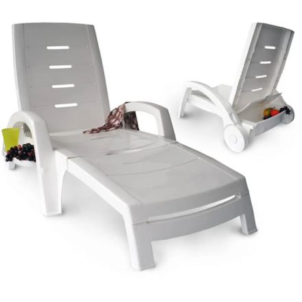 Товары для отдыха SPG_шезлонг складной на колесах, белый