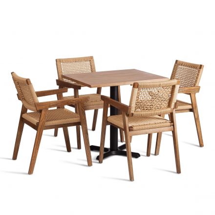 Стол VALHALLA дерево вяз/железная опора, 80х65х76 см, груша №3/черная опора