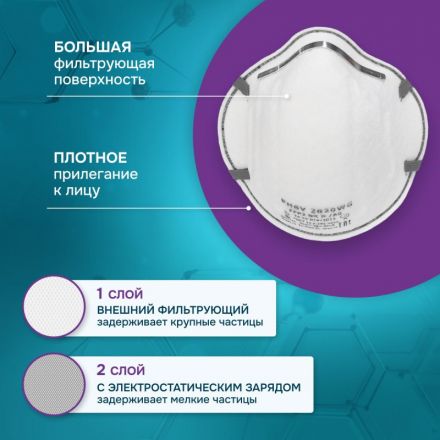 Полумаска фильтрующая PHSV 2020WG без кл FFP2 до 12ПДК