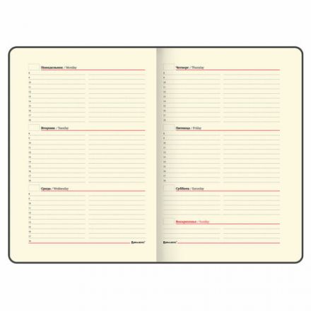 Еженедельник недатированный А5, 145х215 мм, BRAUBERG "Iguana", под кожу, 64 л., красный, 114477