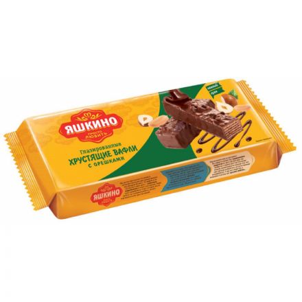 Вафли глазированные с орешками Яшкино 200г ЯВ218