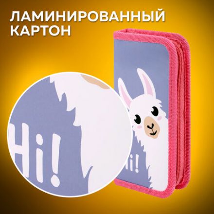Пенал ПИФАГОР, 1 отделение, ламинированный картон, 19х9 см, "Llamaste", 271505